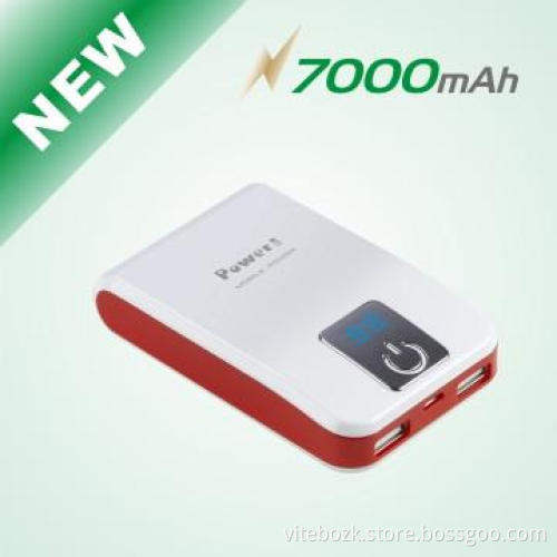 7000mAh External Power Bank for BlackBerry Dual Outputs 5V 2A 2A